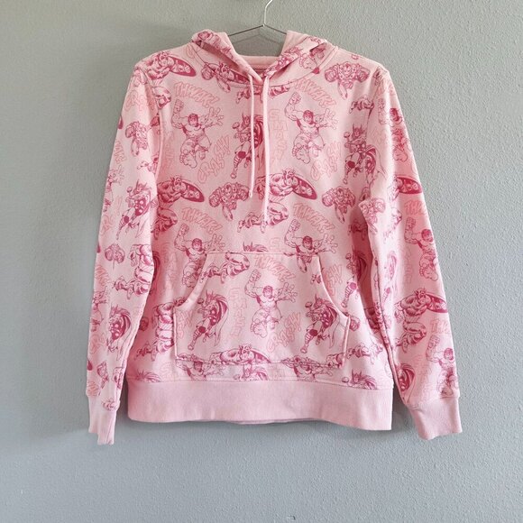 Disney Marvel Women's Pink Fleece Pullover Hoodie Sweatshirt Sz Medium Superhero - Picture 1 of 11